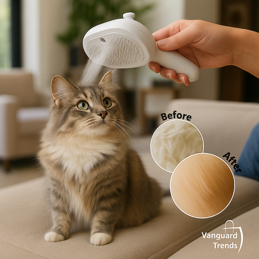 Cepillo de pelo inteligente para mascotas con solución de baño