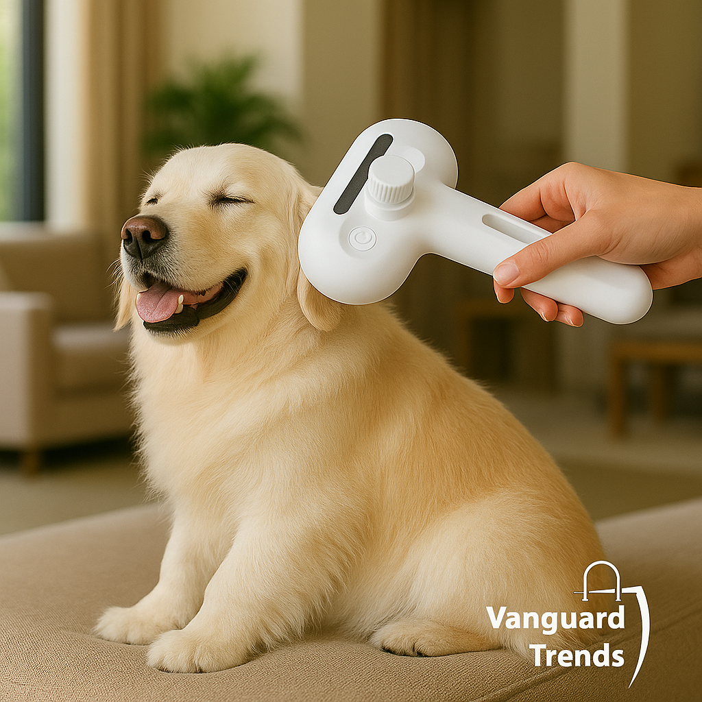 Cepillo de pelo inteligente para mascotas con solución de baño